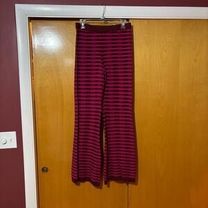 VRG GRL Verge Girl Striped Pink and Plum High Waisted Flare Pants